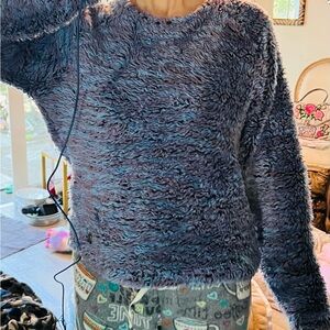 The North Face Fuzzy Crew Neck Sweater - Blue Purple